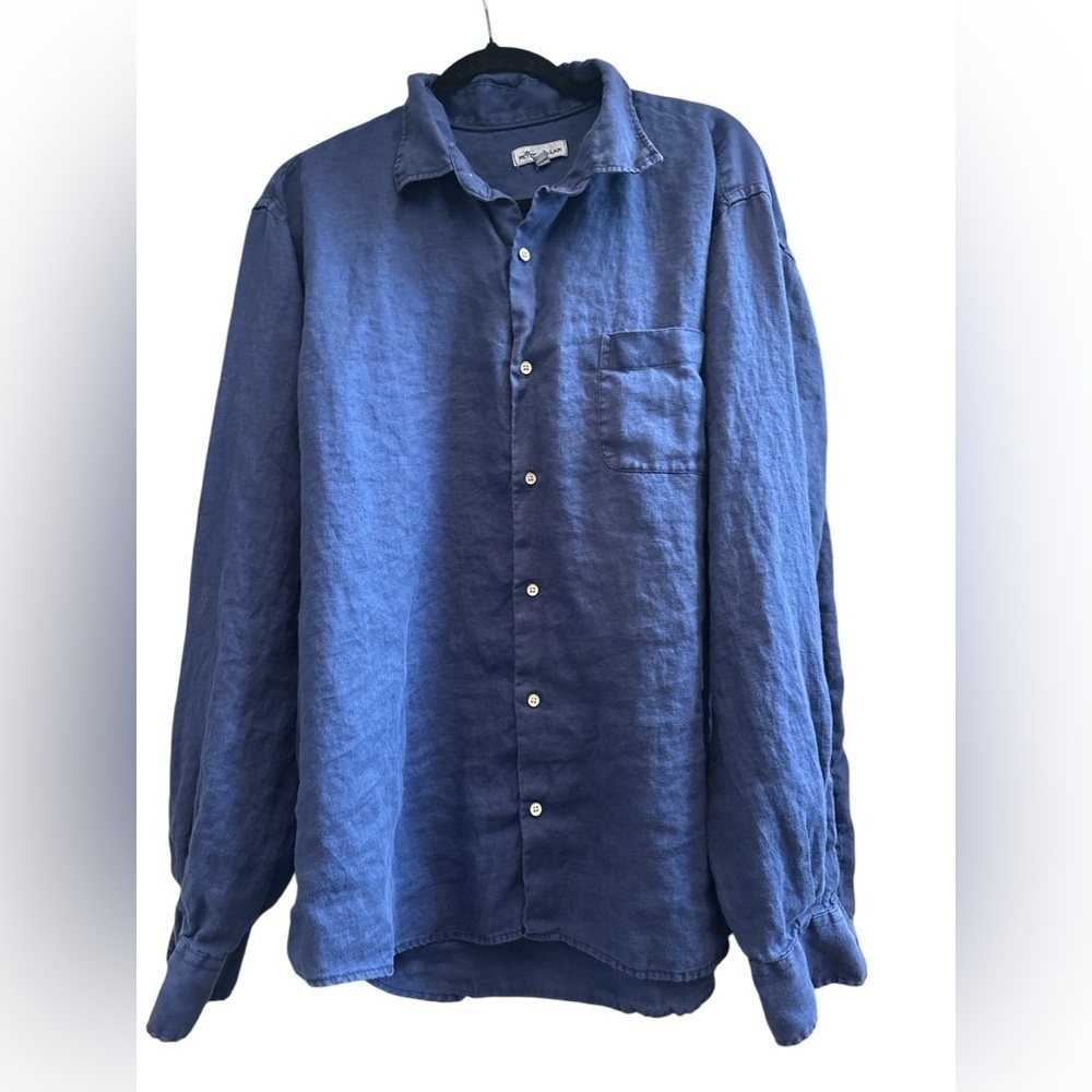 PETER MILLAR Coastal Navy Linen Sport  Button Down Shirt
